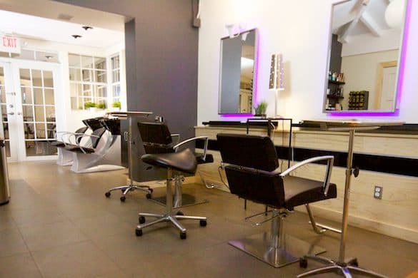 Hair salon interior at McAllister Spa in South Beach, Florida