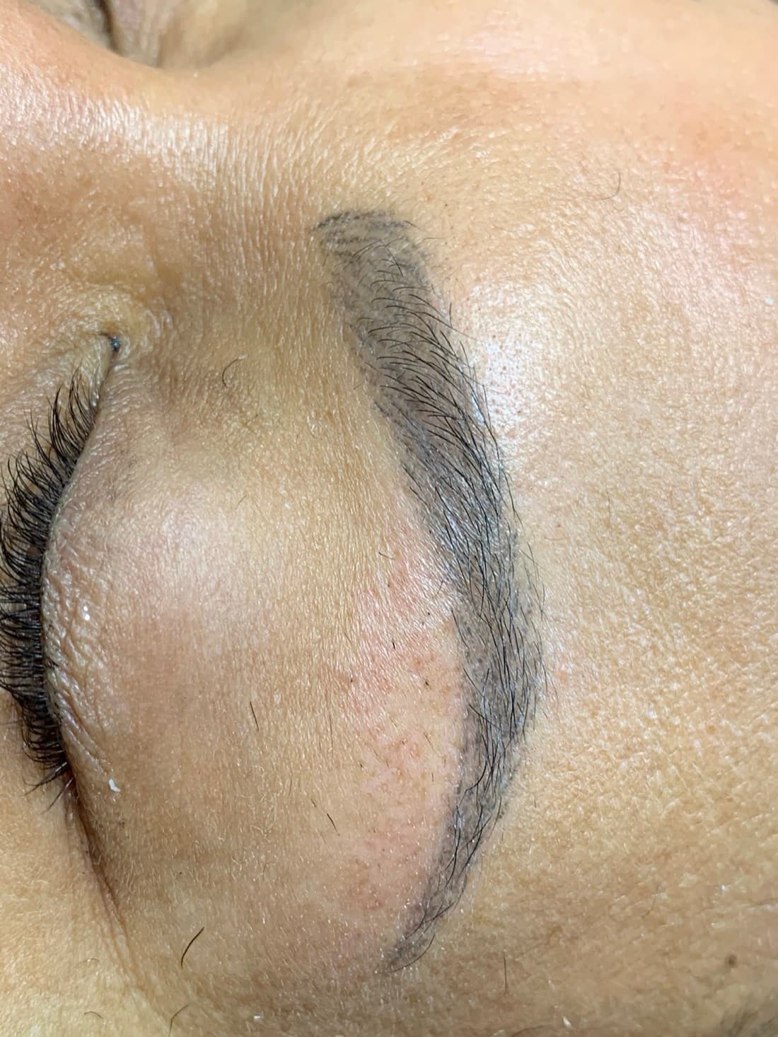 PhiBrows microblading eyebrows close-up with fine hair-stroke detail, from McAllister Spa's brow studio in Miami Beach